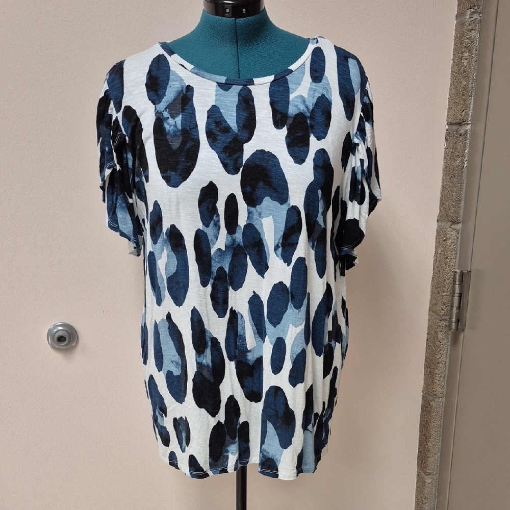 Blue and White Women's Top